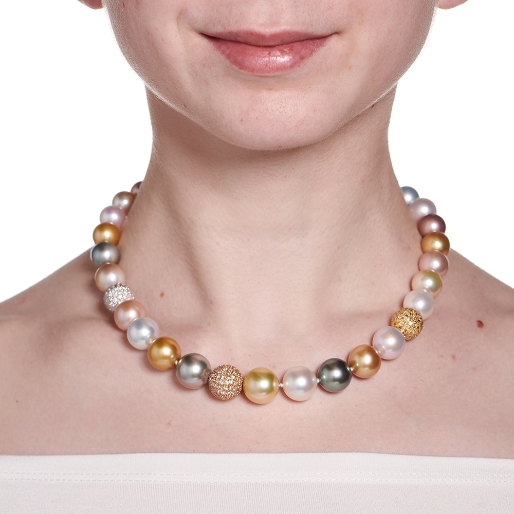 Pearl and Diamond Ball Necklace N-2113_on_model.jpg