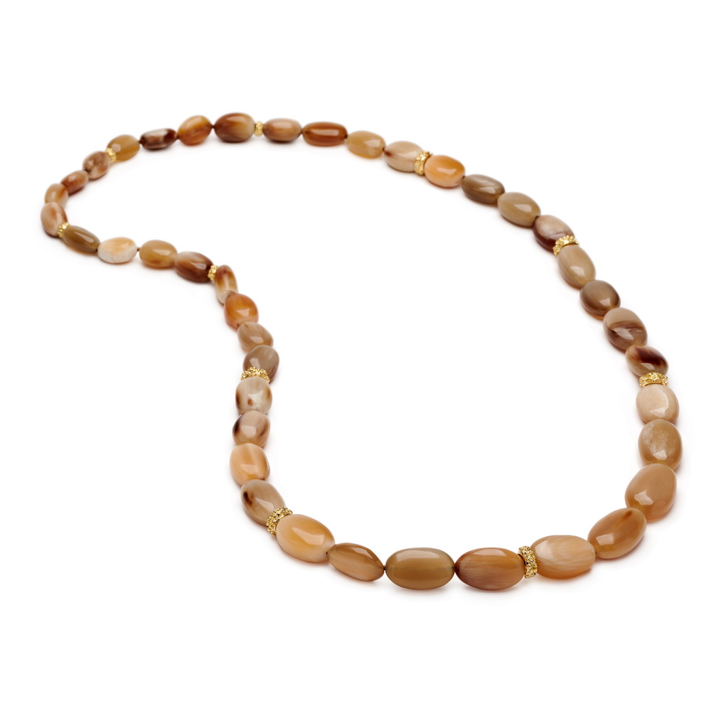 Horn Bead Necklace with "Laura" Rondelles