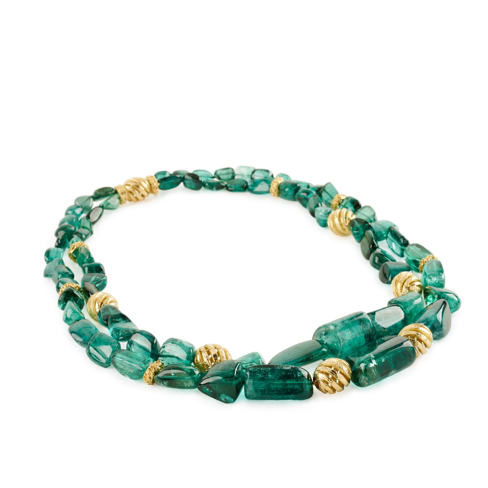 Tourmaline Bead Necklace with "Open Spiral" Beads and Clasp