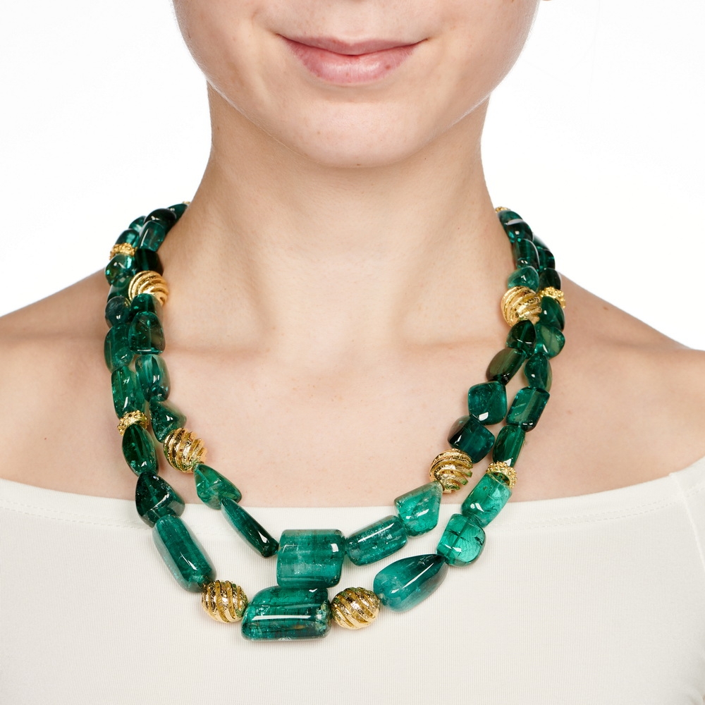 Tourmaline Bead Necklace with 