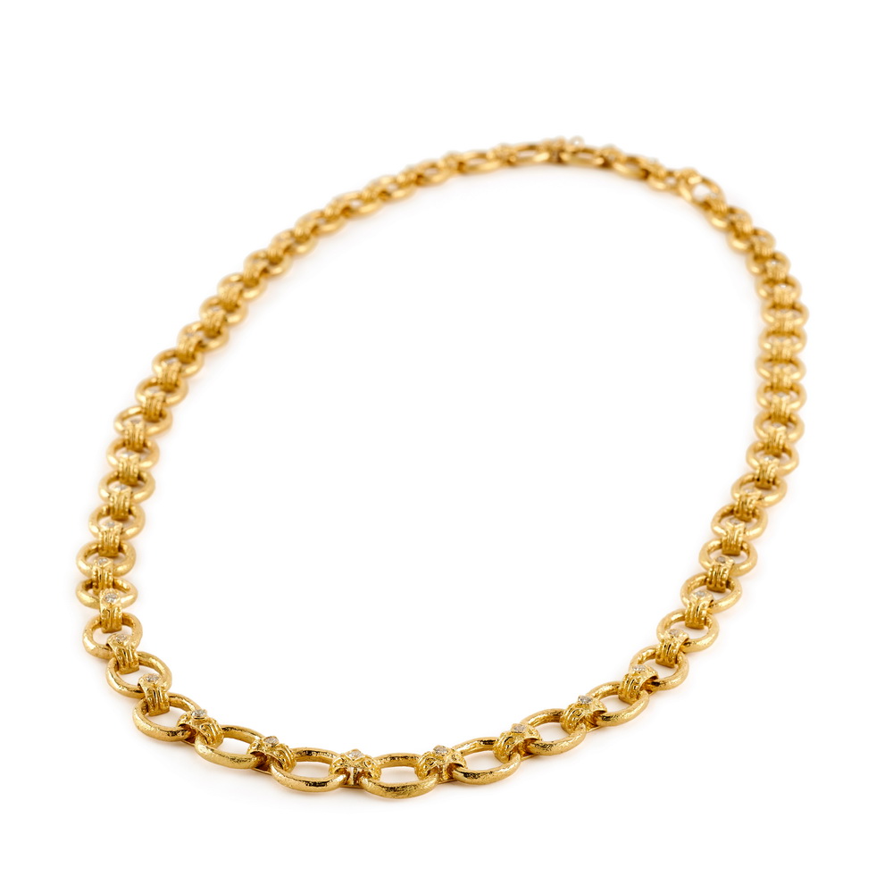 Mini "Courtney's" Bridge Link Necklace with Diamonds