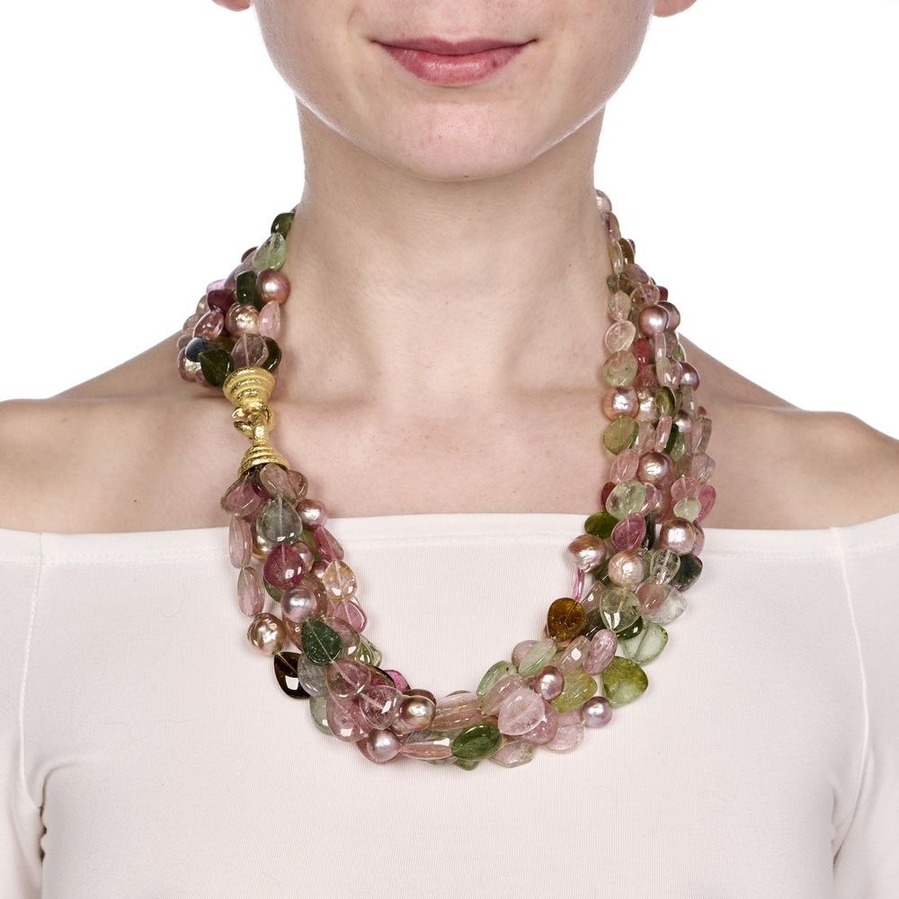 Watermelon Tourmaline and Fresh Water Pearl Necklace N-2302-16421_on_model.jpg