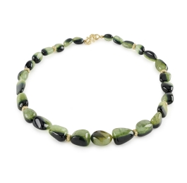 Green Tourmaline Bead Necklace with 