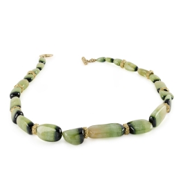 Green Tourmaline Bead Necklace with 