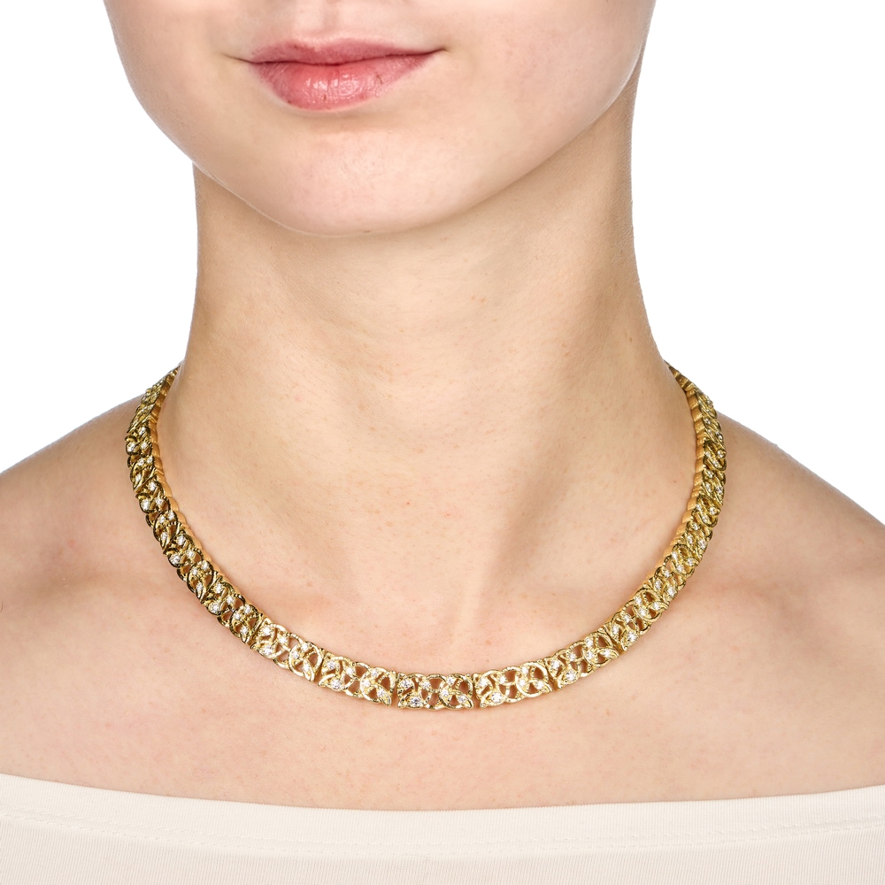 Small "Vanderbilt" Necklace with Diamonds N-2444_on_model.jpg