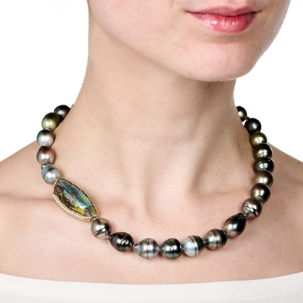 Tahitian Baroque Pearl Necklace with Abalone and Diamond Station N-2449-17331_on_model.jpg