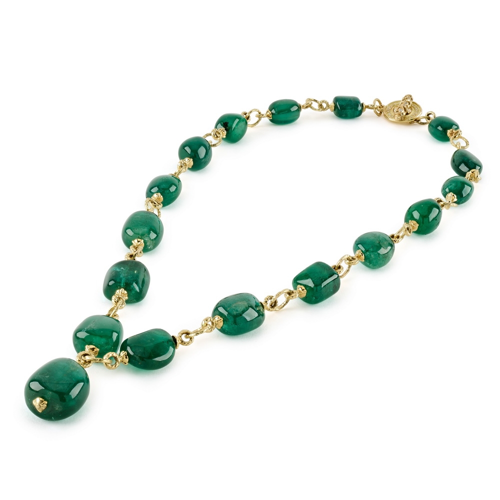 Tumbled Emerald Bead Necklace with Small Diamond “Mimi” Toggle Clasp N-2490-17527,_Dia,_Tmbld_Emerald_Bead_Neck_w_Sm_Dia_Mimi_Tggle_Clsp1.jpg