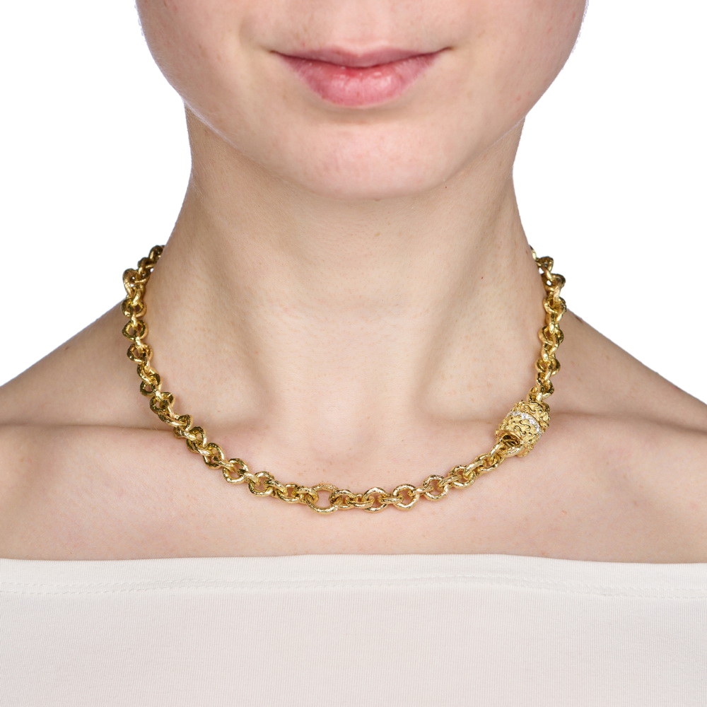 810 Link Necklace with Diamond Rondelle Clasp N-2504-17656_on_model.jpg