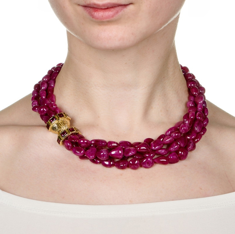 Multi-Strand Tumbled Ruby Bead Necklace N-2510-17740_on_model.jpg