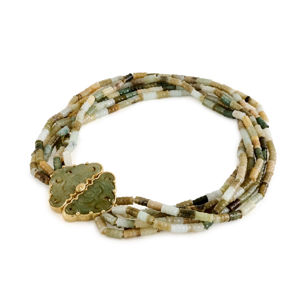 Multicolor, Multi-strand, Burmese Carved Jade Bead Necklace with Carved Jade Clasp N-2519-17828,_Multi_Color_Multi_Strand,_Burmese_Carved_Jade_Bead_Necklace_w_Carved_Jade_Clasp1.jpg