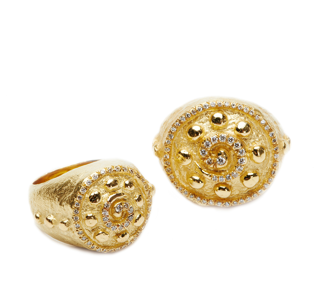 "Spirals & Dots" Rings with Diamonds