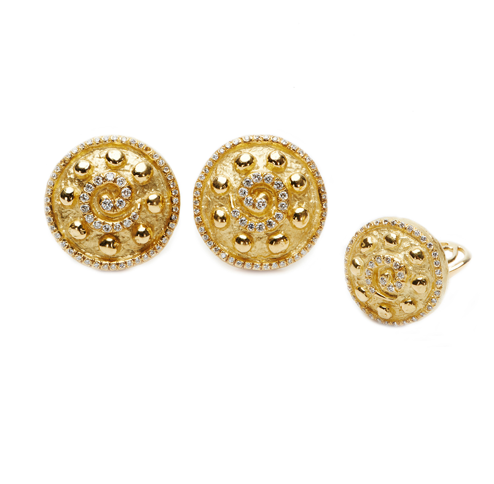 "Spirals & Dots" Earrings in Diamond