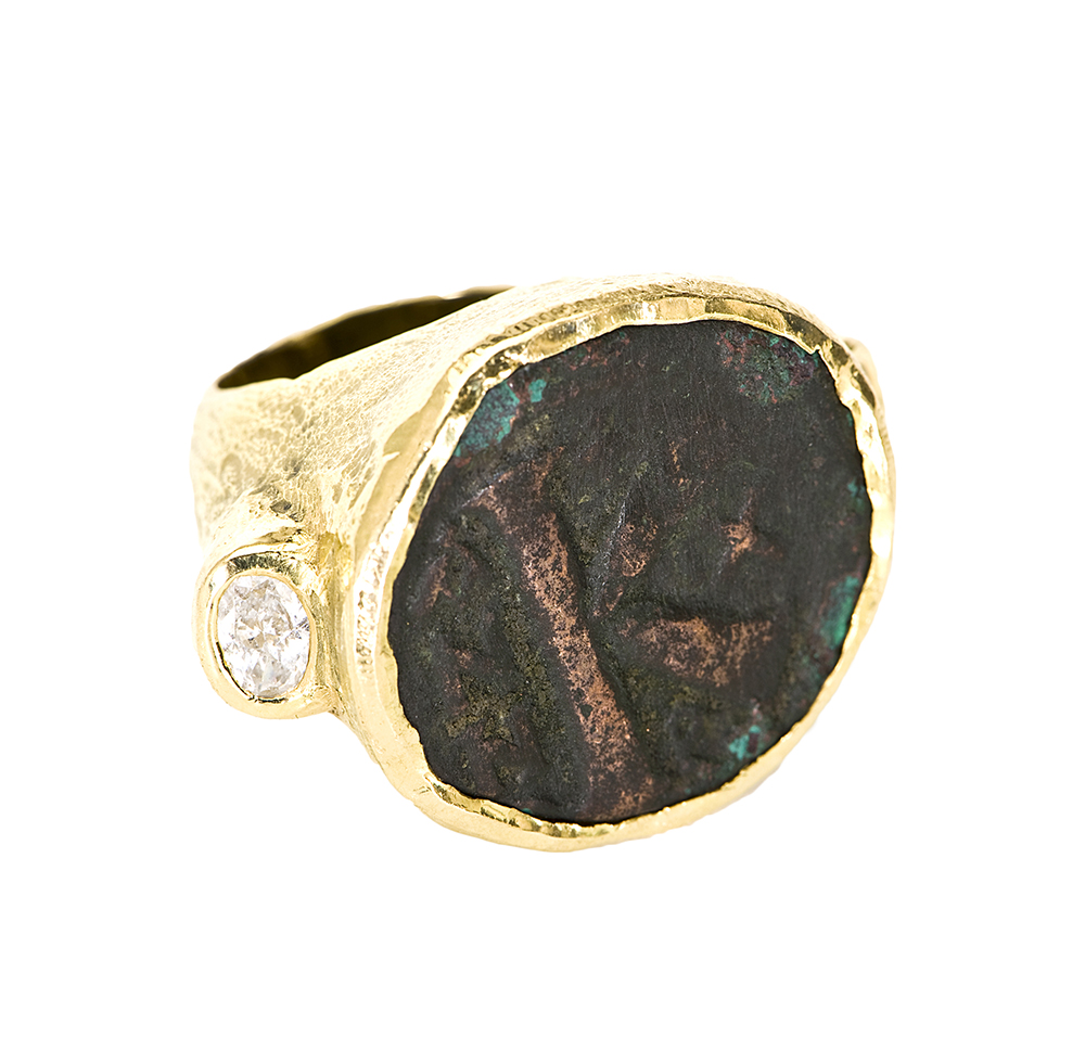 Ancient Coin & Diamond Ring