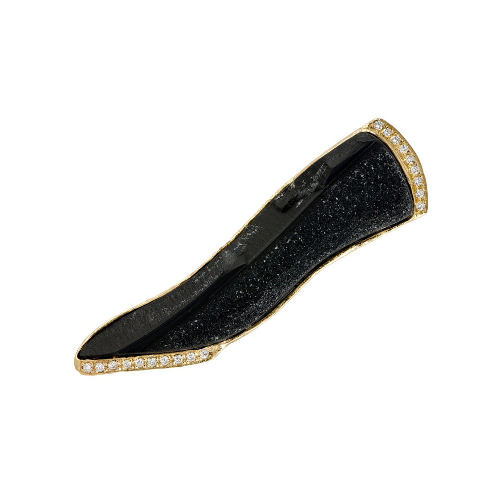 Drusy Agate and Diamond Brooch