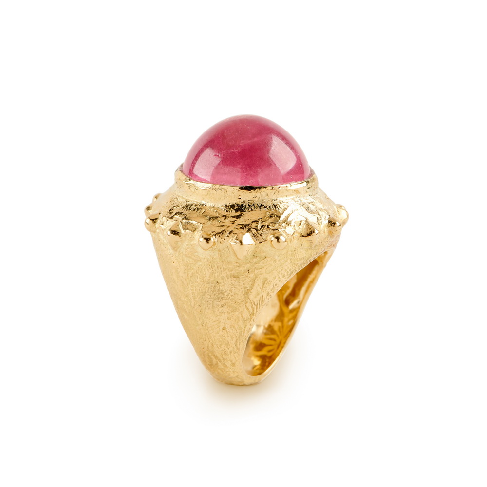 Large "Dots and Diamonds" Ring with Pink Tourmaline