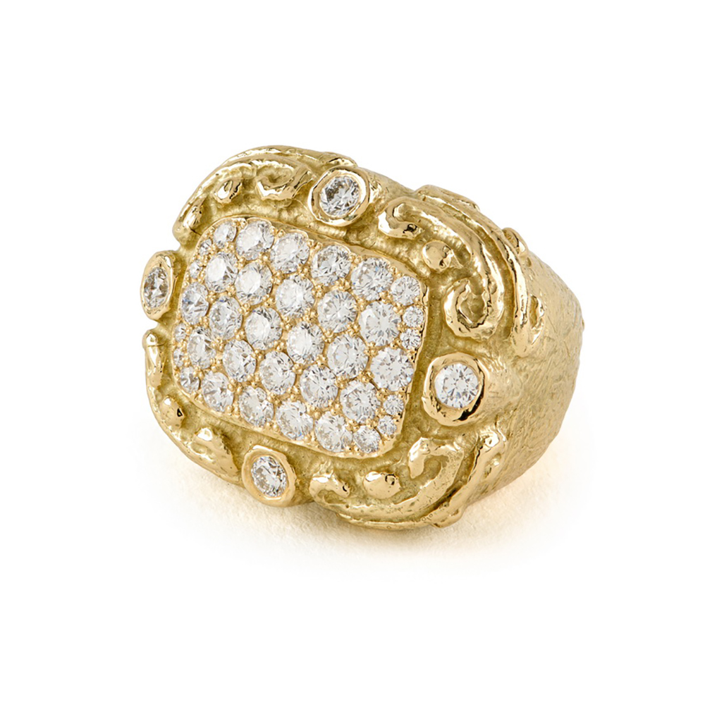 Large "Coskey's Column" Ring with Pave Diamonds