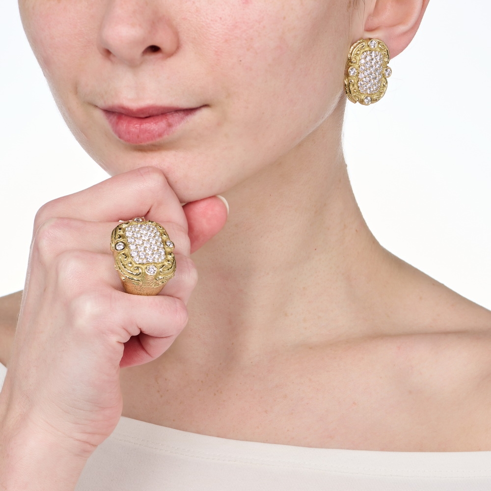 Large Light "Coskey's Column" Earrings with Pave Diamonds R-1512-17412_E-1804-17412_on_model1.jpg