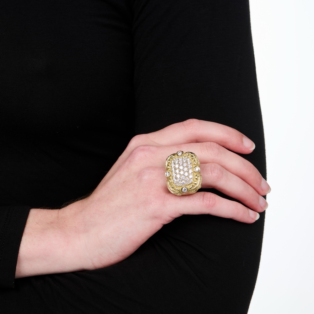 Large "Coskey's Column" Ring with Pave Diamonds R-1512-17412_on_model.jpg