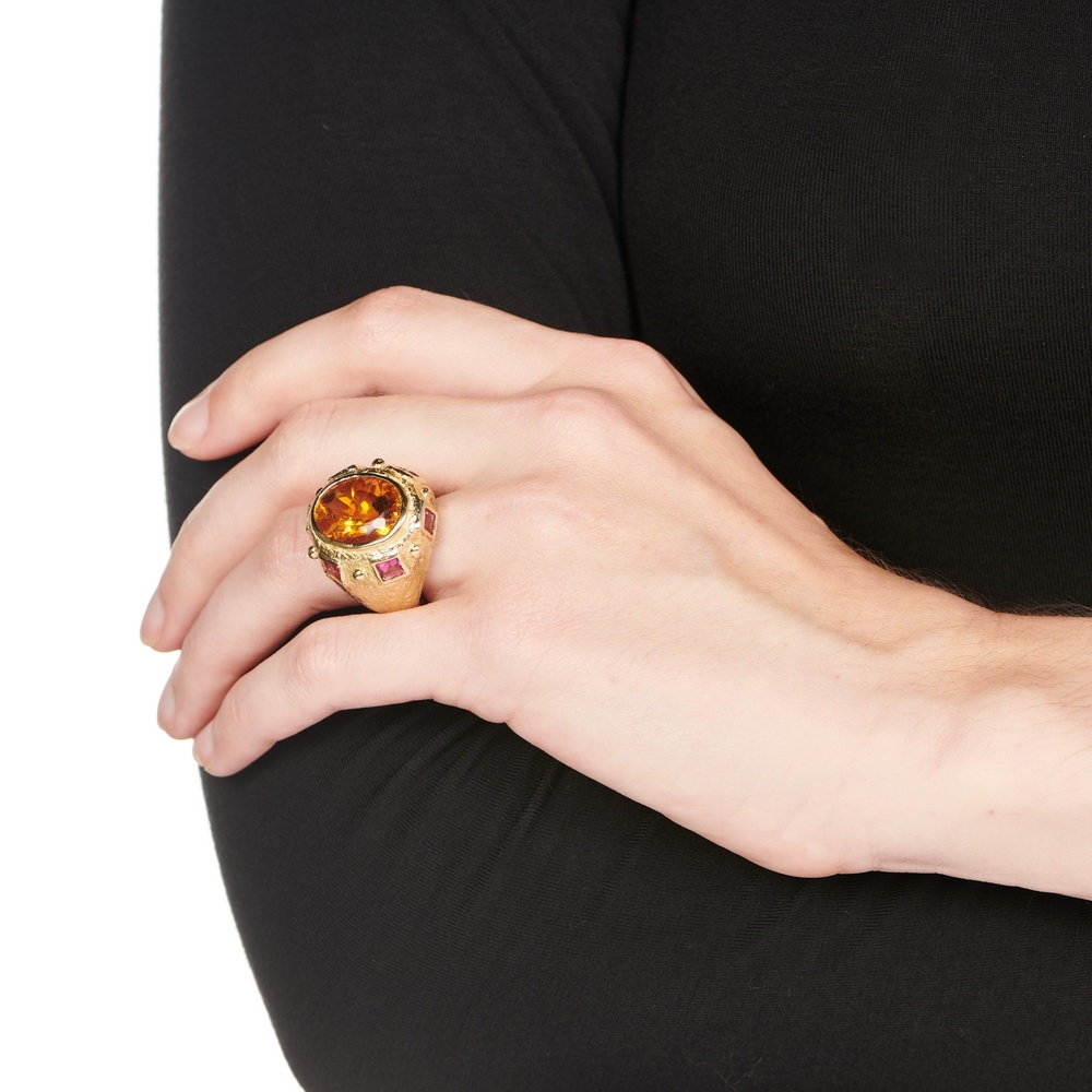 Faceted Citrine and Rubellite Ring R-1618-15574_on_model.jpg
