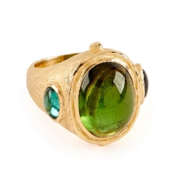 Green and Blue Tourmaline Ring