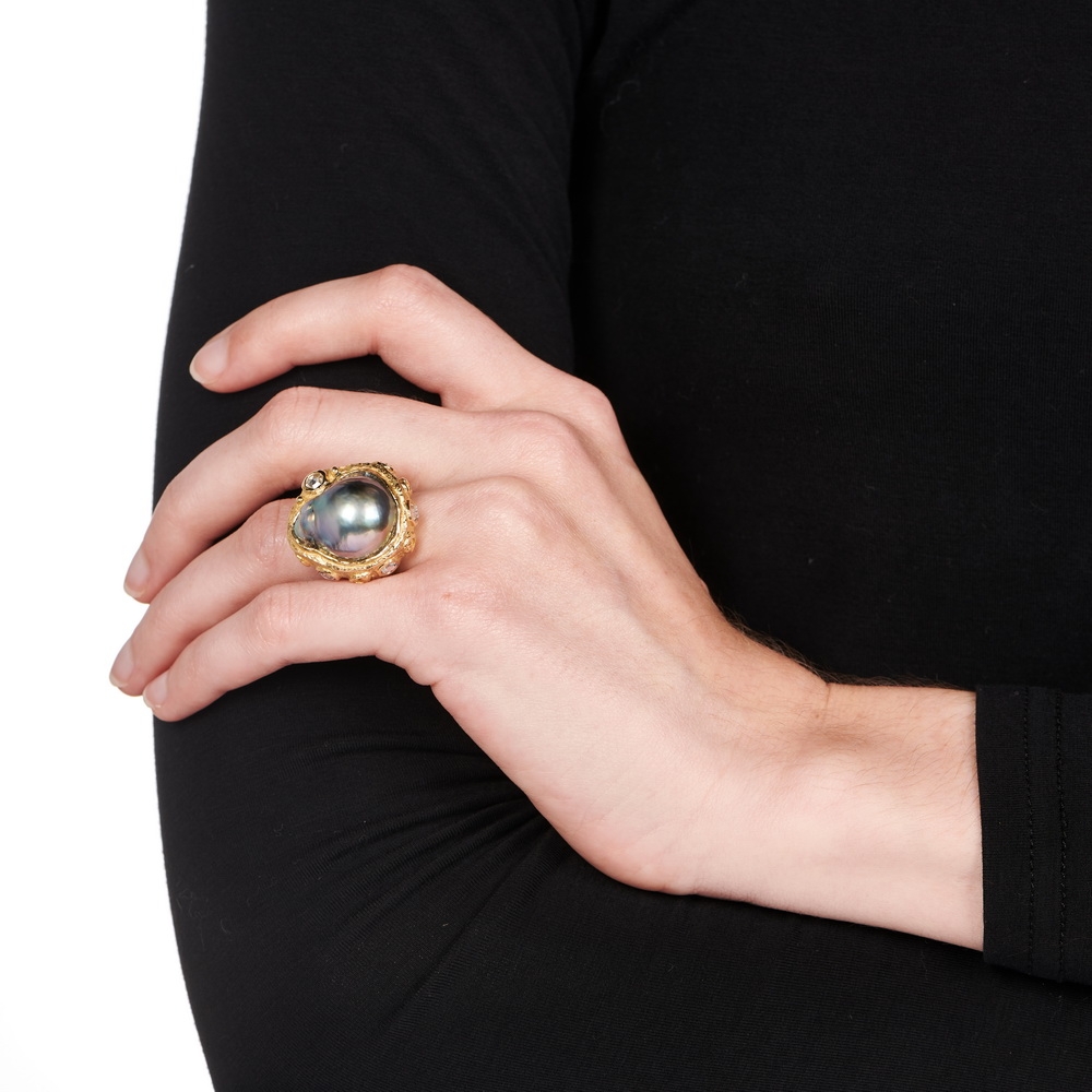 Gray Baroque Tahitian Pearl and Rosecut Diamond Ring R-1675-15977_on_model.jpg