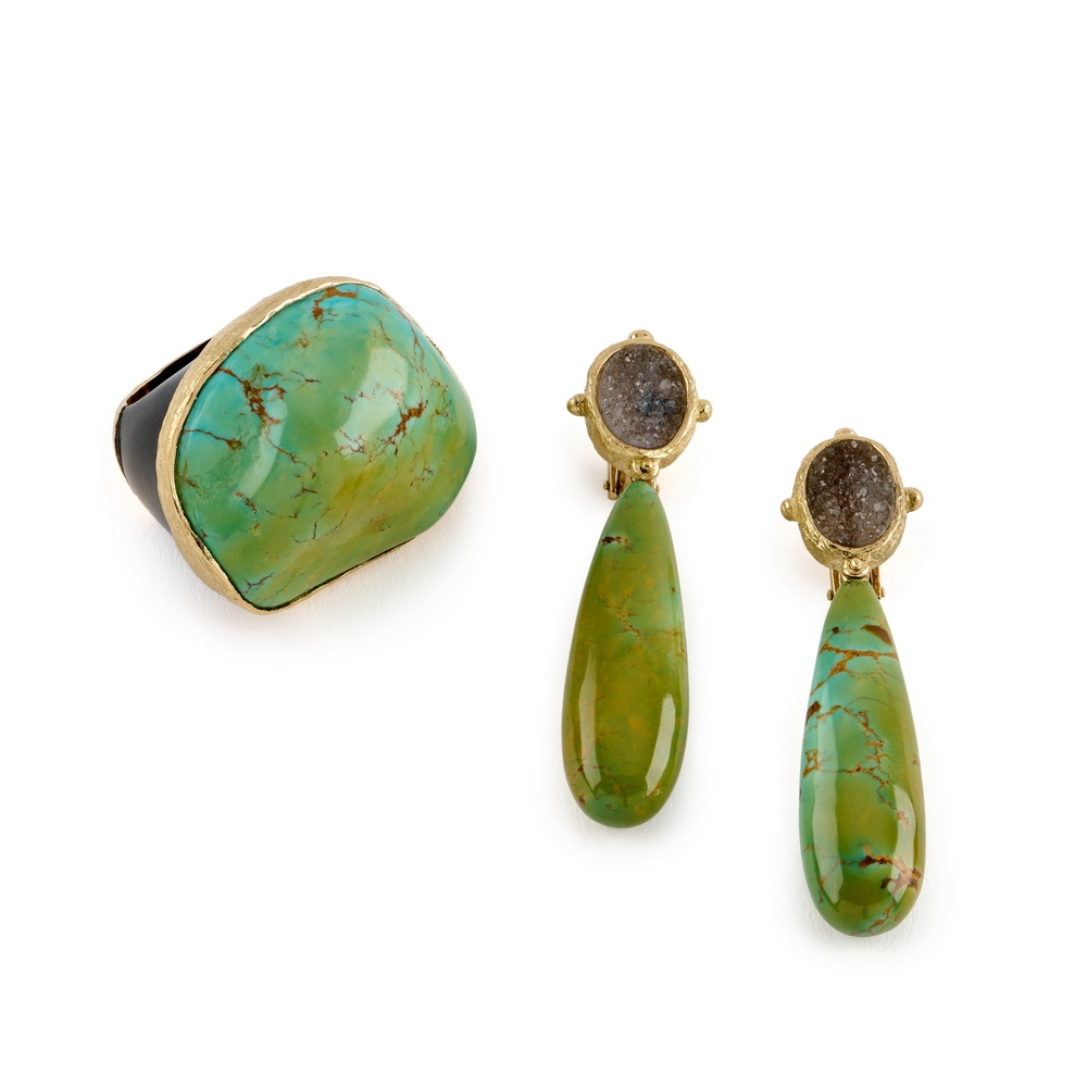 Drusy Earrings with Blue Ridge Turquoise Drops R-1712-16927_E-1864-17220_Blue_Ridge_Turq_Horn_Ring_Drusy_Earring_w_Blue_Ridge_Turq_Drops.jpg