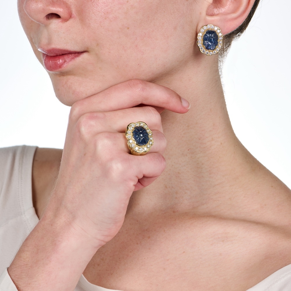 Carved Sapphire and Diamond Ring R-1747_E-1875_on_model.jpg
