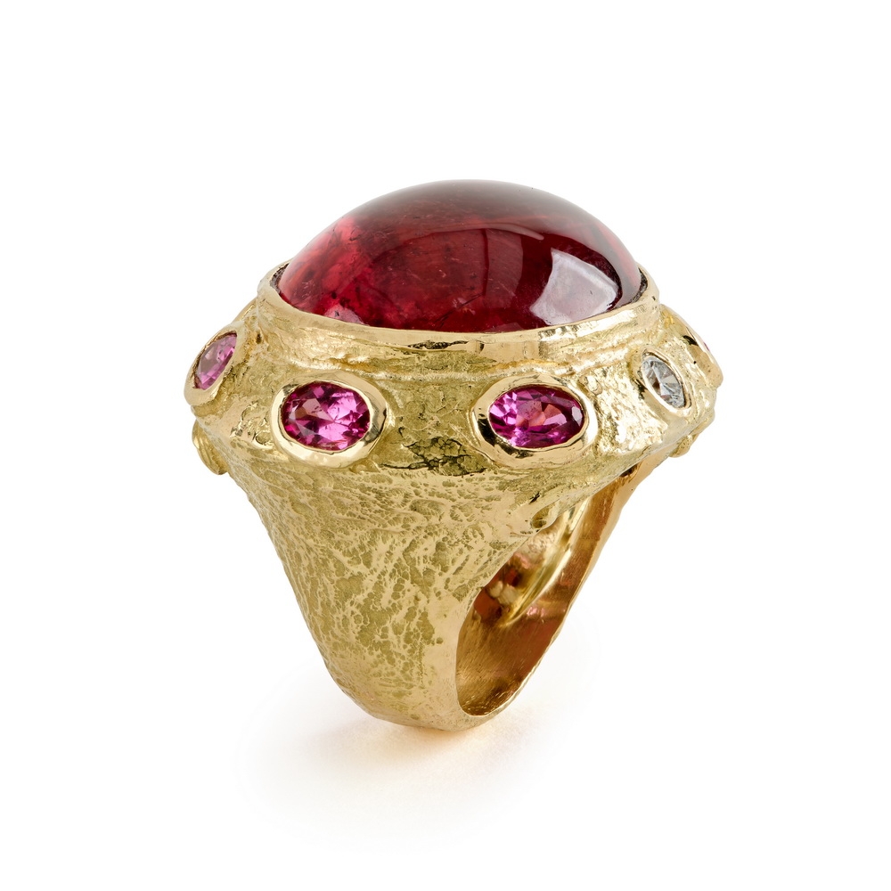 Cabochon Rubellite, Faceted Pink Tourmaline and Diamond Ring R-1765-17775,_Cabochon_Rubellite,_Faceted_Pink_Tourmaline_Dia_Ring.jpg