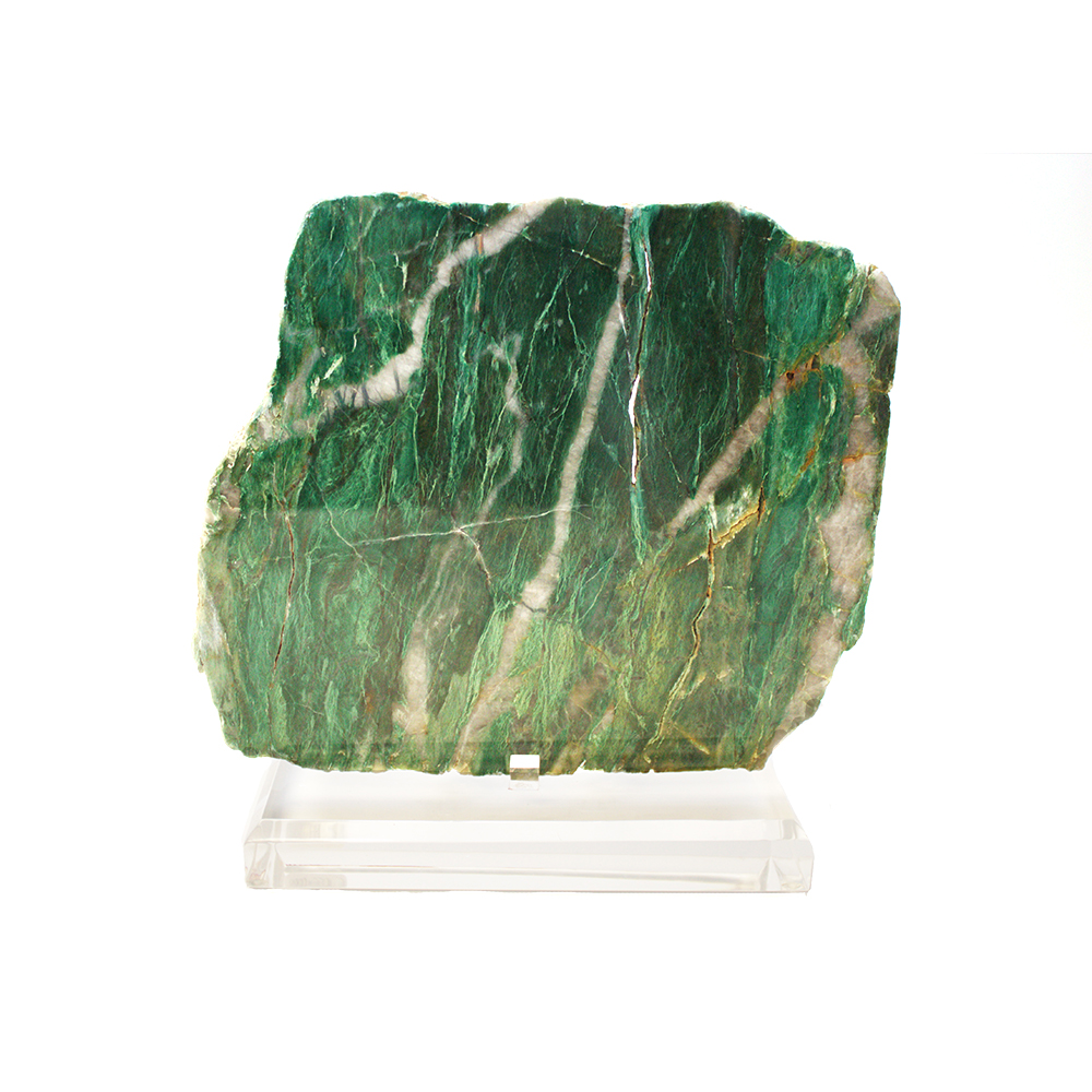 Polished Fuchsite Slab on Lucite Base