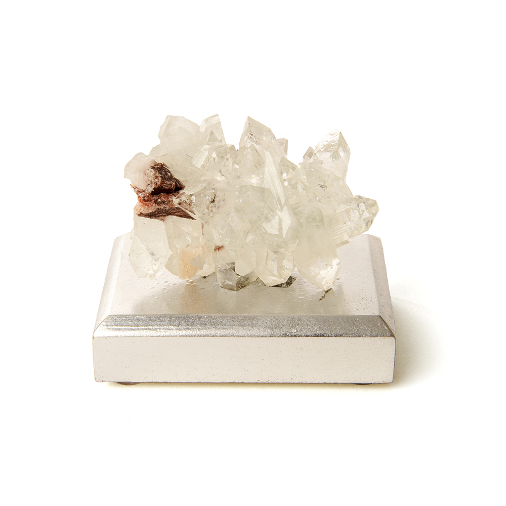 Apophylite Cluster on Silver Leaf Base