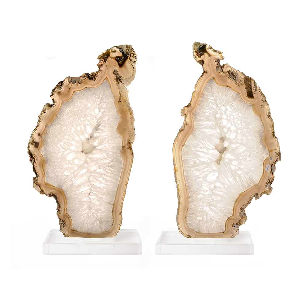 Agate Slab Pair on Lucite Bases